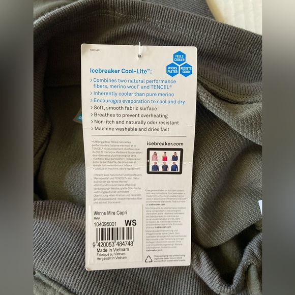 NWT Women’s Icebreaker Merino Mira Cropped Capri Jogger Cool Lite Grey Size S - Picture 16 of 16